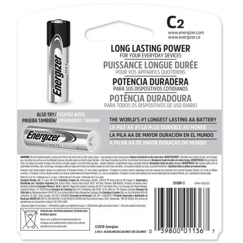 Pila Recargable AA Energizer C/2