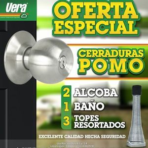Kit 2 Cerradura Alcoba+ 1 Baño + 3 Topes Vera
