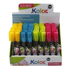 Set Espatula Y Brocha Silicona Colores Surtidos Kw
