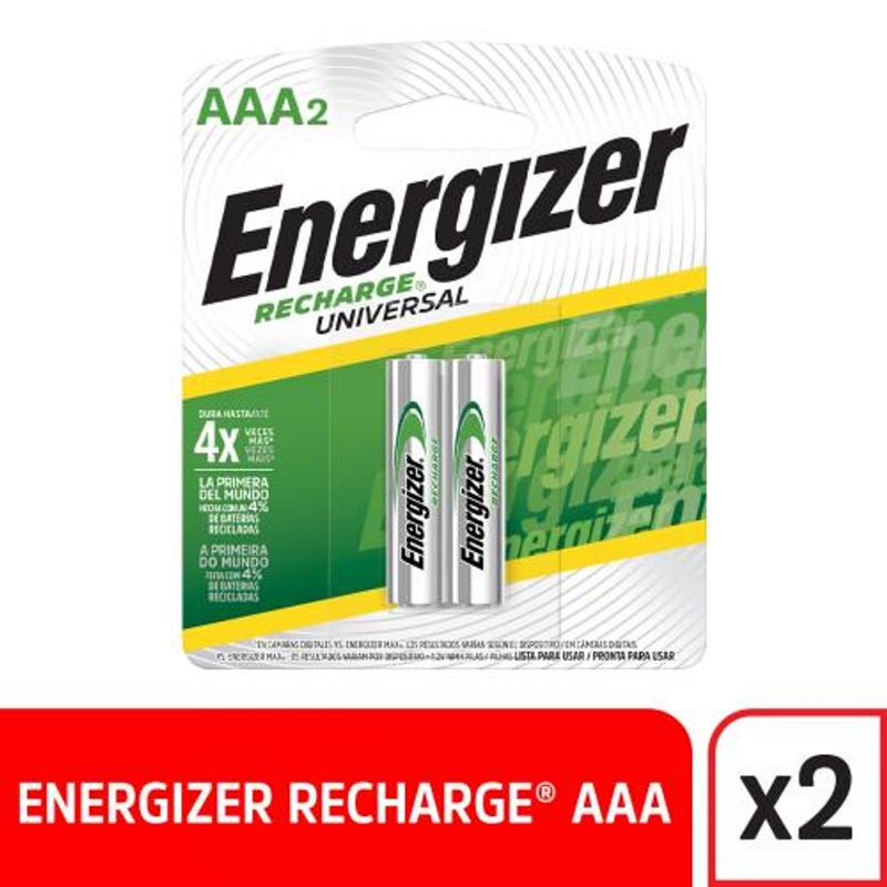 Pilas Batería Recargable AAA Energizer X 2 Unidades