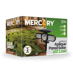 Aplique Pared Solar Led 2.5W 6500K M2-Negro 112L Ip44 Con Sensor Mercury