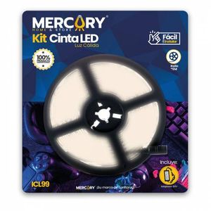 Kit Blister Cinta Led 12V 3000K 5M + Adaptador 120V