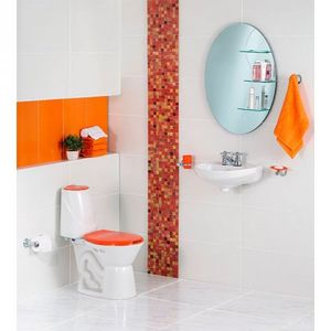 Combo Sanitario Happy Sin Pedestal Blanco con Naranja