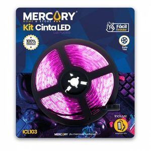 Kit Blister Cinta Led 12V Fucsia 5M + Adaptador 120V