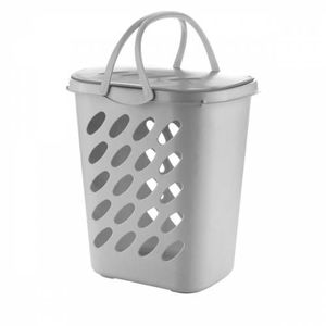 Canasta Para Ropa Con Tapa 46L gris Ecológico