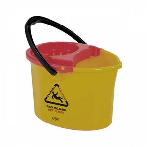 Balde Con Escurridor 12L Amarillo Piso Mojado Eco