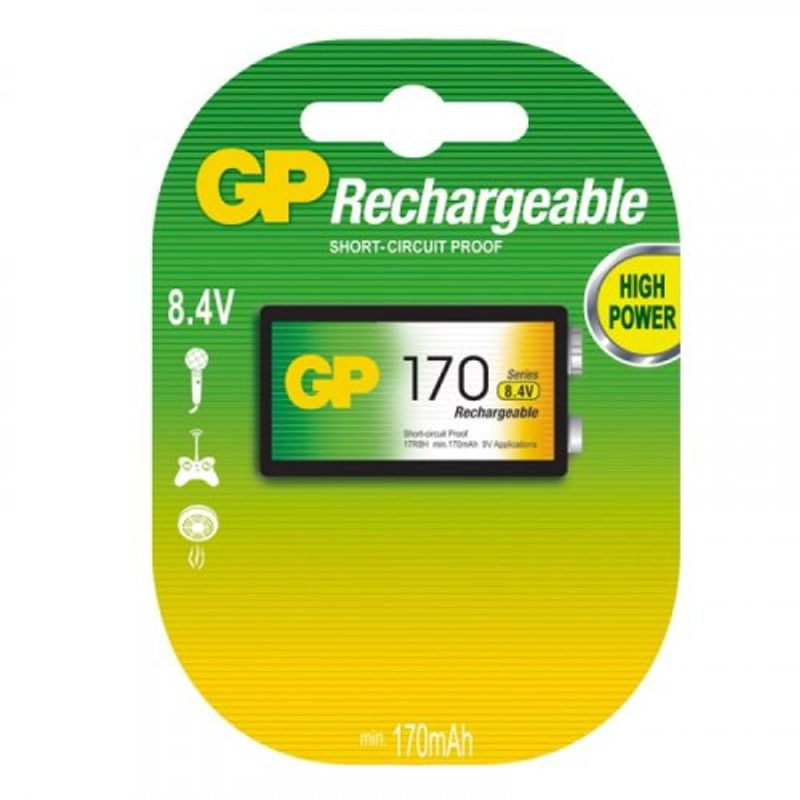 PILA RECARGABLE GP 9V 170 MAH (GP17R8H-C1) –