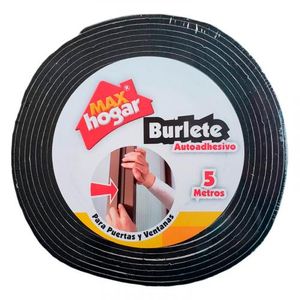 Burlete Autoadhesivo Puertas Ventanas Negro x5m