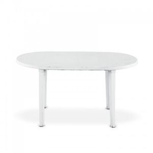 Mesa 140 cm x 80 cm Ovalada Plástico Blanco