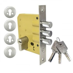 Juego Cerradura Auxiliar de Incrustar 3 Bulones 50 Mm