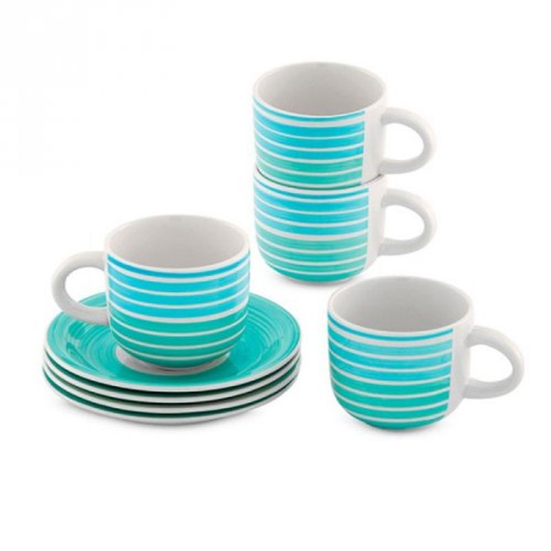 Set 4Tazas Te Ceramica Pintada, Rayas