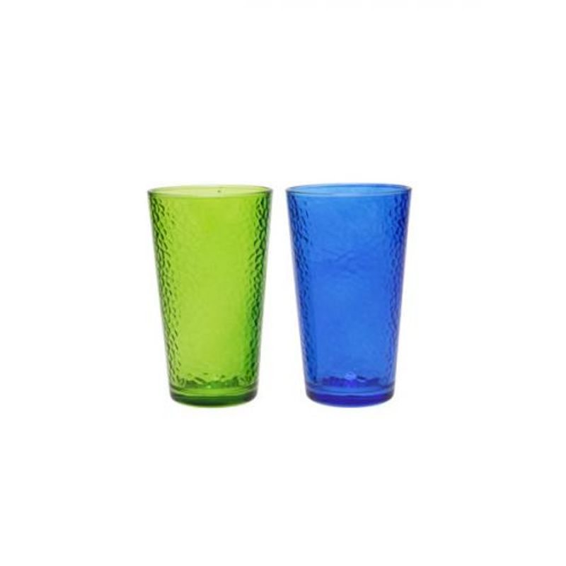 S/6 Vasos cristal colores c/pajita