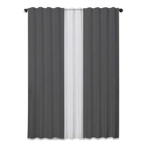 Kitx4 2Cortina Visillo ,Tela Lino , Color gris Oscuro, Medidas 140x220