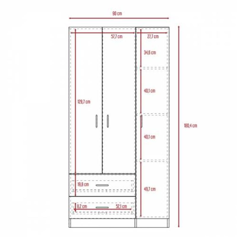 Closet-Austral-3P-180X90X47-Rta-Wengue