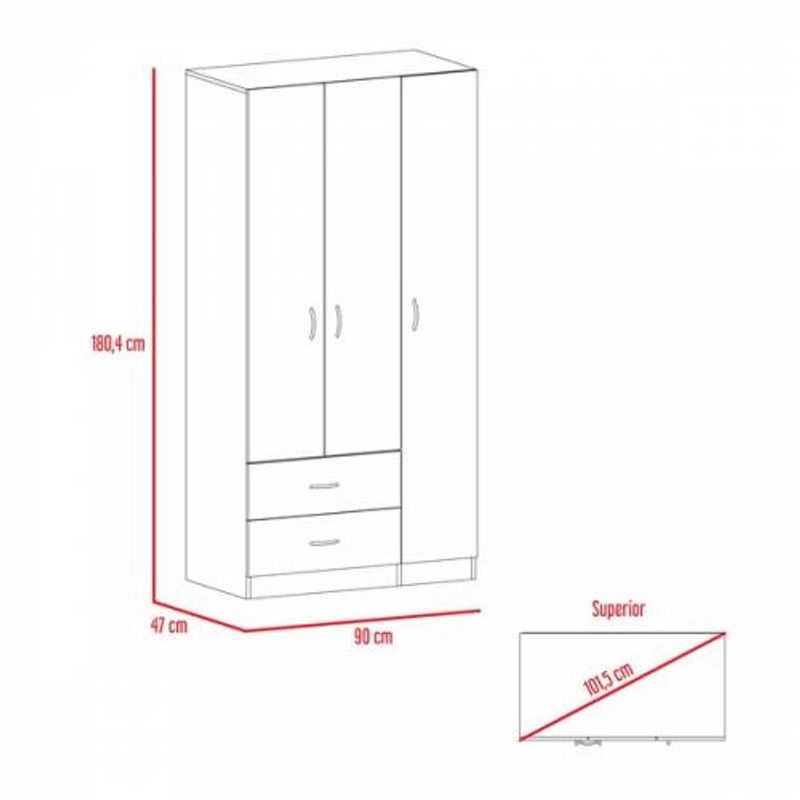 Closet-Austral-3P-180X90X47-Rta-Wengue