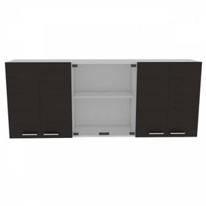 Gabinete Superior Cocina 150 Vidrio Rta Blanco/Wengue