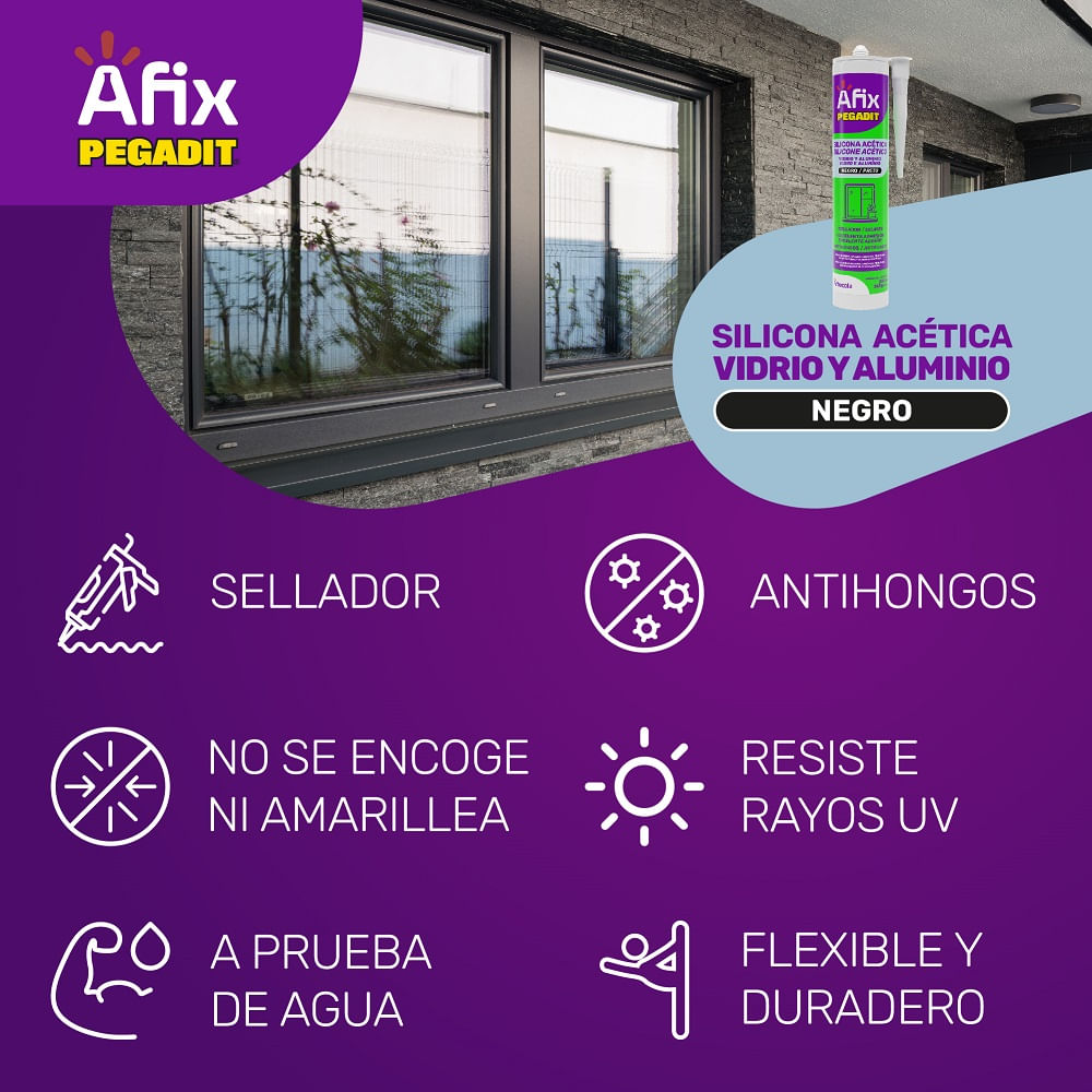 AFIX Silicona antihongos para Baño Y Cocina color Transparente