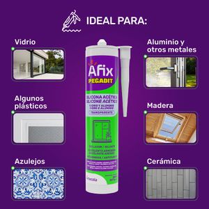 Silicona Pegadit Vidrio y Aluminio Transparente 280ml Afix