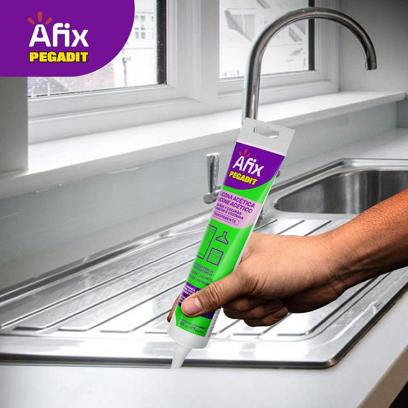 Silicona Afix Pegadit para baños y cocinas • Transparente