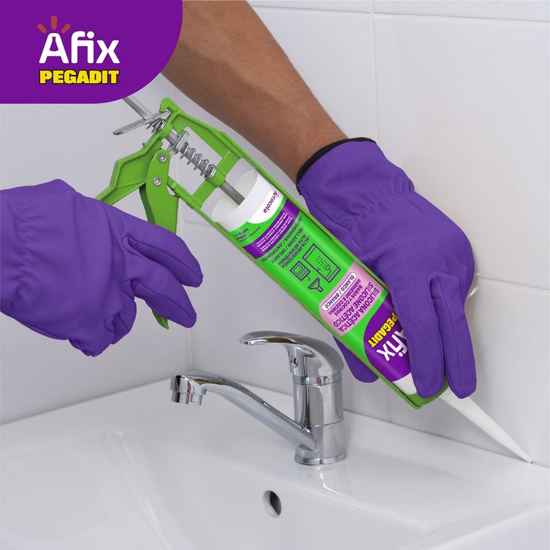 Silicona Afix Pegadit para baños y cocinas • Blanco