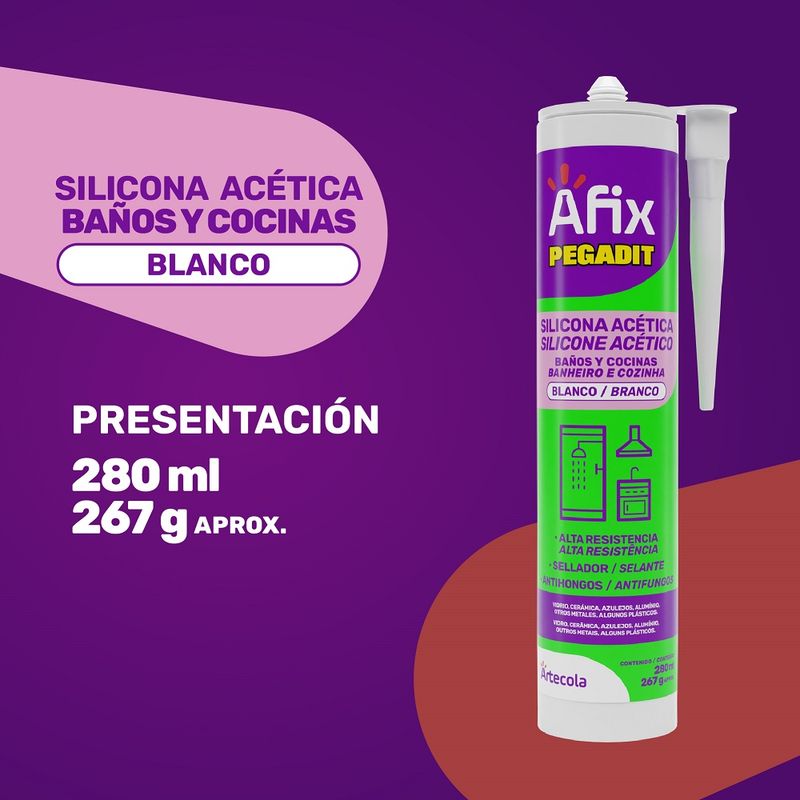 Pegadit Silicona Baños y Cocinas Blanca x280ml