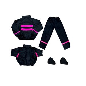 Impermeable Siliconado 4 Piezas C8 Tallas M Negro Fucsia Resortado Wrk