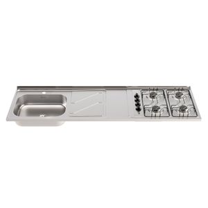 Mesón Lavaplatos Fluens 180X52Cm 4 Gas Izquierdo Monocontrol