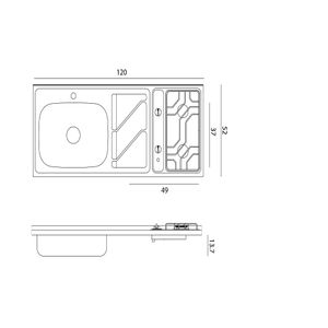 Mesón Lavaplatos Fluens 120X52Cm 2 Gas Izquierdo Monocontrol