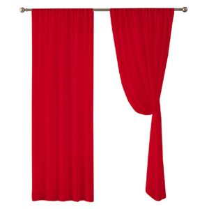 Kit cortina visillo 140x220 cm lino rojo 2 unidades