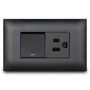 Toma mixto + interruptor Vive black