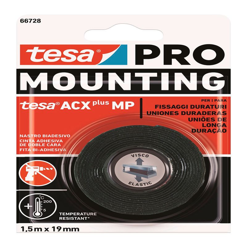 Cinta adhesiva negra de doble cara Mounting PRO ACX+ MP