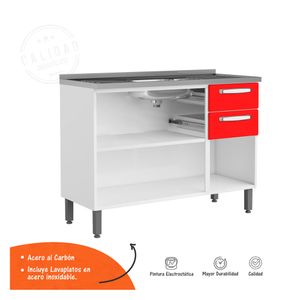 Mueble cocina inferior 120 cm Evidence blanco/rojo