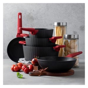 Set batería de cocina aluminio/rojo