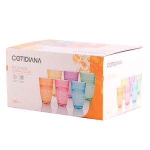 Set 6 Vasos Altos Lineas Color
