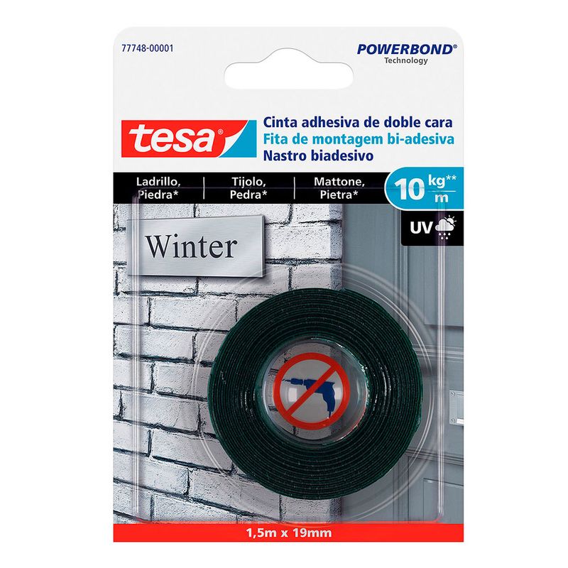 Tira Adhesiva Doble Cara para Pared Pintada 1,5M 19Mm Tesa