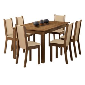 Comedor 6 sillas rectangular Ana rustic perla/ cream