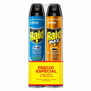 Insecticida x400ml + Max x400ml Raid