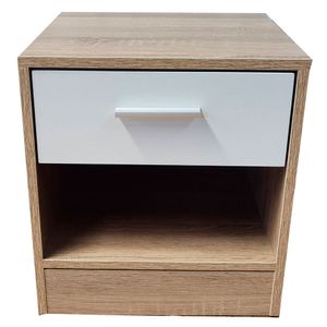 Velador 1 cajón 40x37x35cm Nordic café/blanco M+Design
