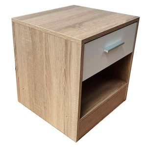 Velador 1 cajón 40x37x35cm Nordic café/blanco M+Design
