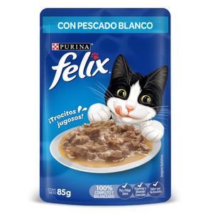 Alimento húmedo para gatos purina sabor pescado blanco en salsa x85g Felix