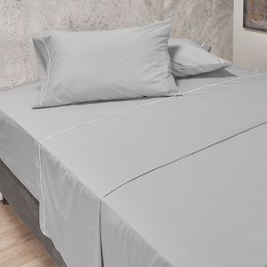 Juego de sábanas sencillo moderno 144H gris Wamsutta