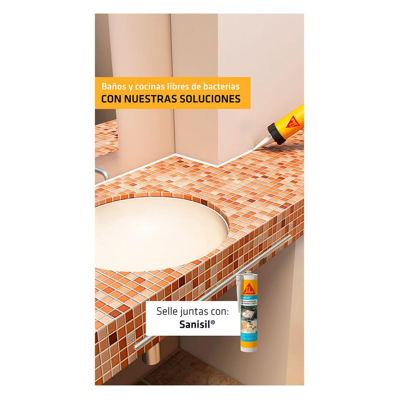 Sika Sanisil Silicona fungicida para baño y cocina 280ml transparente