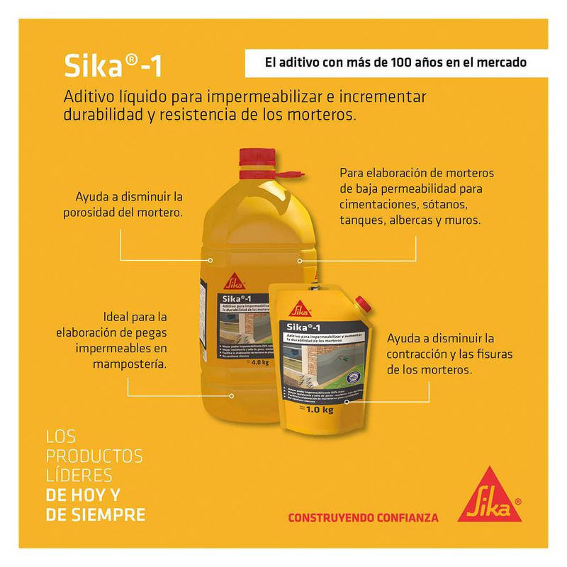 Sika 100 mortero impermeable blanco x 2 Kg Sika