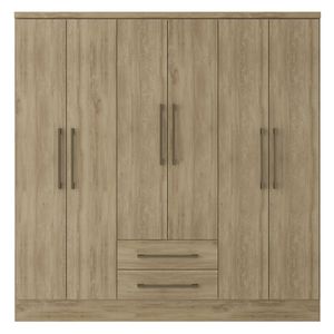 Armario 6 Puertas 2 Cajones 180x46 x182 Nuez