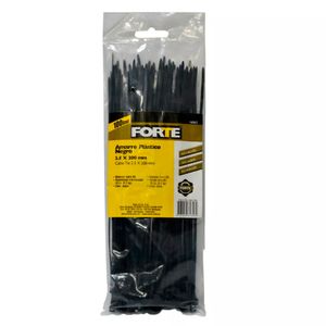 Amarre plástico negro 2.5x200mm x100und Forte