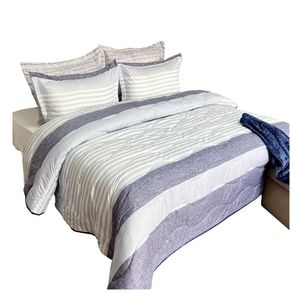Quilt doble estampado 1000g blanco rayas azul Krea