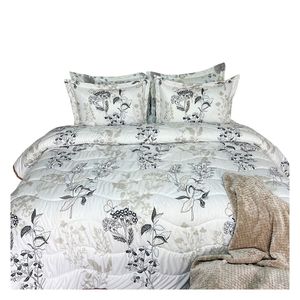 Quilt doble estampado 1000g blanco hoja gris doble Krea
