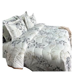 Quilt doble estampado 1000g blanco hoja gris doble Krea