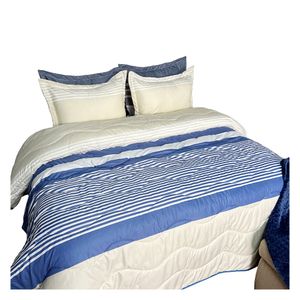 Quilt sencillo estampado 960g blanco franja azul/rojo Krea
