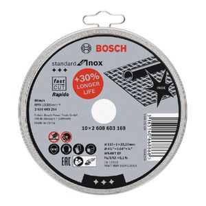 Discos de corte Standard for Inox 115x1.0 mm 10 unidades Bosch